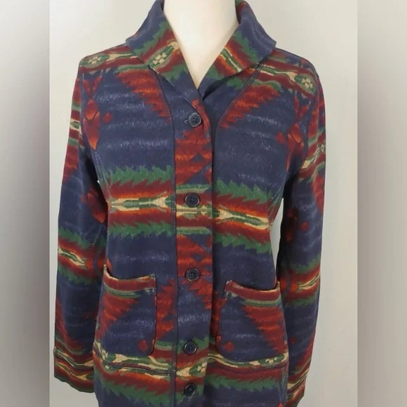 LRL Lauren Ralph Lauren Aztec Jacket- Blazer- Tribal- Shawl Collar- Women’s M - Picture 1 of 8